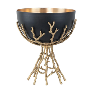 Ensemble de bols en métal noir de luxe avec support en forme de branche, élégante coupelle à fruits sur piédestal pour la décoration moderne de la maison et des hôtels - Product Image 3