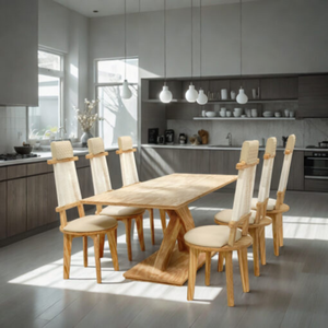 Table à manger d'extérieur moderne en bois naturel écologique et imperméable pour salon - Product Image 4