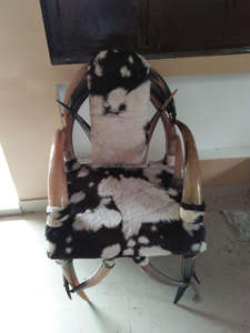 Silla de Cuerno de Buey/Vaca Auténtica Fabricada en Europa, Cómoda, Resistente, Diseñada con Tallados Religiosos de Animales, Tacto Real, Pulido Natural - Product Image 2