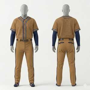 Ensemble uniforme de baseball pour hommes, maillot en mesh, pantalon respirant en polyester, manches courtes, fermeture à boutons, vêtements d'équipe toutes saisons - Product Image 1