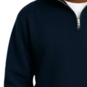 Pull en molleton à col zippé brodé bleu marine pour garçon, manches longues, décontracté, chaud, confortable pour tous les jours - Product Image 2