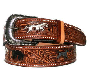 Western Style Durable Tooled Leather Cowboy <b>Belt</b> Hand Carved Embossed Design Custom Made Western Leather Tooling <b>Belt</b> - Product Image 4
