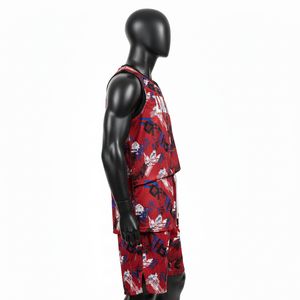 Conjunto de camiseta y pantalones cortos de baloncesto para hombre, premium, 180 GSM, malla de poliéster transpirable, rojo y negro, sublimación, logotipo personalizado, conjunto de pantalones cortos para hombre - Product Image 3