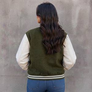 Leather Bomber Jacket Women, Real Leather Varsity Jacket, Women’s <b>Motorcycle</b> Jacket, Oversized Streetwear Jacket, <b>Gift</b> for Her - Product Image 4