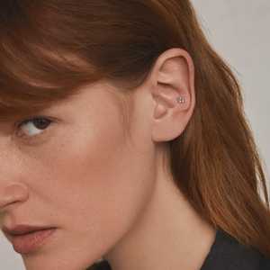 Cluster Stud <b>Earrings</b> Round Lab Grown Diamond Bezel Set <b>Screw</b> <b>Back</b> Piercing Everyday Wear Tiny Studs Jewelry 10K 14K Solid <b>Gold</b> - Product Image 6