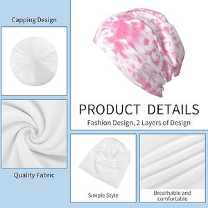 Pink <b>Floral</b> <b>Tie</b> Dye Beanie Hat Unisex Adult 100% Acrylic Knitted Winter Cap Casual Style - Product Image 6