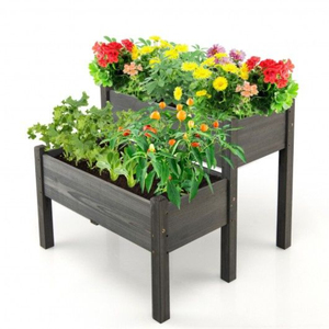 Wholesale <b>3</b>-<b>Tier</b> Wooden Raised Garden Bed for Vegetables and Herbs Outdoor Fir Wood <b>Planter</b> Box for Backyard Patio Gardening - Product Image 5