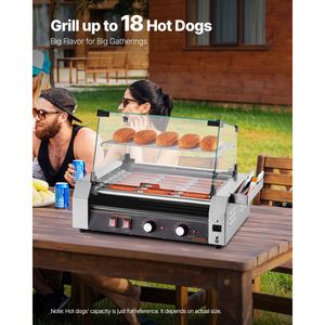 Griglia Professionale per Hot Dog con 18 Rulli in Acciaio Inox, 1050W, Doppia Temperatura, per Cottura Professionale - Product Image 2