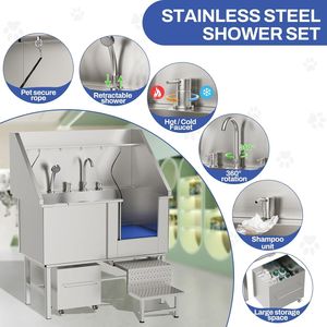 Station de lavage pour chiens en acier inoxydable de 50 pouces pour le nettoyage et le bain des animaux de compagnie - Product Image 4