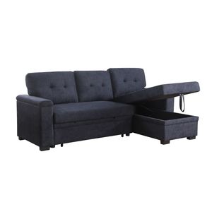 Divano Sezionale Reversibile Lucca II 84.5"W Grigio Scuro con Chaise Longue Contenitore in Tessuto Intrecciato - Categoria Prodotto: Divani Letto - Product Image 6