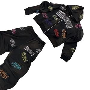 Ensemble de survêtement unisexe Fizay Enterprises pour homme, style streetwear, en polaire, avec sweat à capuche zippé et pantalon de survêtement ample, imprimé effet acide - Product Image 2