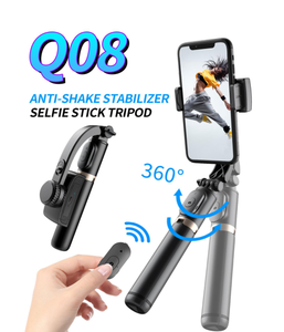 Stabilisateur de cardan Q08 à rotation 360° pour téléphone, perche à selfie avec trépied dissimulé, cardan vidéo mobile mono-axe pour TikTok - Product Image 1