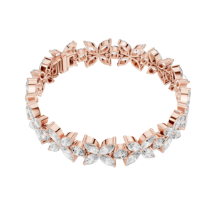 Rose Gold Plated <b>Crystal</b> Flower Tennis <b>Bracelet</b> Women's Luxury Marquise Cut Claw Setting Wedding Jewelry - Product Image 1