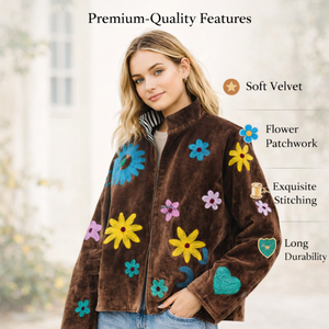 Veste bomber en velours brodée à la main pour femmes, col montant, motif floral, manteau de créateur - Product Image 4