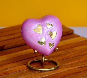 Handmade <b>Ceramic</b> Teardrop Pet Urn Pink Heart Design for <b>Dogs</b> Durable Memorial Casket - Product Image 4