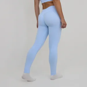 Wholesale OEM Women's Leggings Elastic Waist High Rise Skinny Fit Custom Design Logo Workout Activewear Polyester/Spandex - Product Image 3