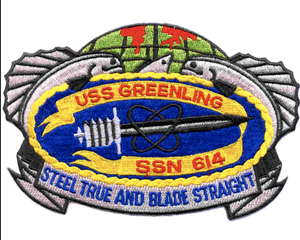 Parche Ecológico Bordado de Tela Termoadhesiva con Diseño Rectangular USS Greenling SSN 614 para Gorra - Product Image 1