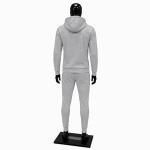 Men's Silver Hooded Tracksuit <b>Full</b> <b>Zip</b> <b>Sweatshirt</b> And Pants Set Casual Solid Color Cotton Breathable Autumn Wear Tracksuits Sale - Product Image 2