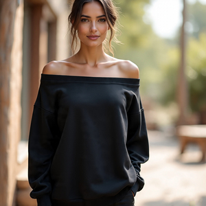 Sweat-shirt à épaules dénudées pour femme, style ample, pull décontracté à manches longues, haut confortable pour un look décontracté au quotidien - Product Image 3