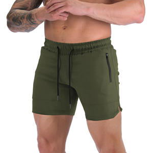 Shorts tricotés gris foncé pour hommes, à séchage rapide, avec cordon de serrage à la taille et poches zippées, style décontracté - Product Image 5