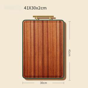 Tabla de cortar de doble cara de madera de ébano y acero inoxidable 304 con ranura para jugos, base antideslizante, mango de madera, apta para lavavajillas, fácil de limpiar - Product Image 2