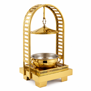 Luxury Brass Hanging Chafing Dish Buffet Food Warmer with Dome Lid Hotel Catering Restaurant Banquet OEM ODM Manufacturer - Product Image 1