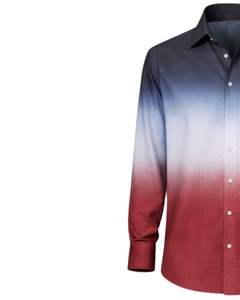 Camisa Formal para Hombre en Gris Carbón y Rojo Degradado, Algodón Premium, Manga Larga, Cierre de Botones, Estilo Casual Elegante, Suministro al por Mayor del Fabricante - Product Image 3