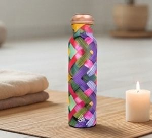 Vibrant Multicolor <b>Brush</b> Art Copper <b>Bottle</b> Eye Catching Designer Finish For Aesthetic Daily Hydration Travel Home Office And Gym - Product Image 3