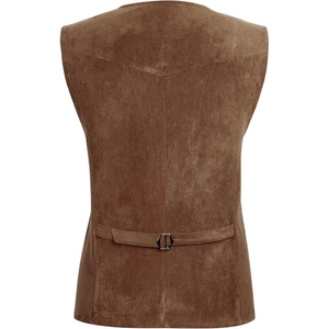 Chaleco de Cuero de Gamuza Marrón Personalizado para Hombre, Estilo Vintage Vaquero Occidental, Cuello en V, Botones a Presión, Estilo OEM - Product Image 6