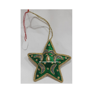 Ornements de Noël en forme de cloche, broderie dorée en zari, matériau en tissu, couleur marron, utilisés pour la décoration de fête de festival - Product Image 6