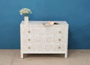 Cajón con Incrustaciones de Hueso de ILAHI, Diseño Moderno con Detalles de Ágata, Mueble Portátil para el Hogar - Product Image 4