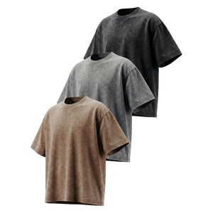 Nuevas Camisetas de Manga Corta para Hombre, Cuello Redondo, Lavado Ácido, Corte Regular, Color Liso, Estilo Vintage Informal, 100% Algodón, ODM OEM - Product Image 4