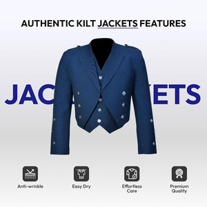 Traje de Kilt Azul Estilo Príncipe Charlie con Chaleco para Bodas y Fiestas, Disfraz Escocés para Hombre 2026 - Product Image 5