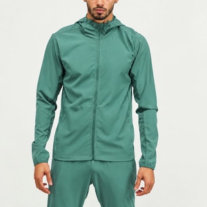 Survêtement Homme Vert Imprimé Respirant à Manches Longues avec Capuche, Fermeture Éclair, Poches Latérales, Couleur Unie, Léger, en Polyester, Style Sportif - Product Image 2