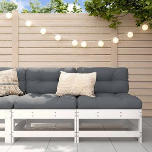 Sofá Modular de Jardín de Madera de Pino Sólido Blanco de Tamaño Mediano con Elegante Asiento Central - Product Image 1