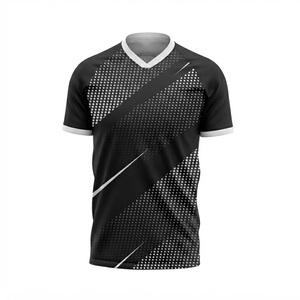 Maillot de football pour homme à col en V, manches courtes, motif à pois sublimé, 100% polyester, évacuation de l'humidité, coupe athlétique, toutes saisons - Product Image 2