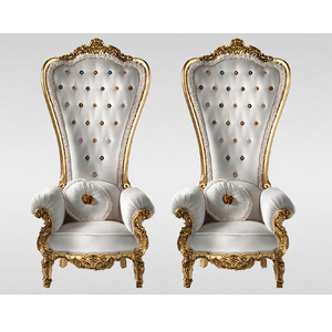 Ensemble de chaises royales pour mariage, trônes en bois sculptés, durables, couleur et taille personnalisées, chaises modernes pour la mariée et le marié - Product Image 1