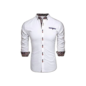 Premium Printed Design Solid Autumn Men Dress Shirt Soft Satin Fabric Long Sleeve Casual Formal Breathable Custom Logo Shirts - Product Image 1