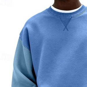 Sudadera de Invierno para Hombre, Cuello Redondo, Color Verde Azul Claro, Estilo Casual, Oversize, 100% Algodón Felpa, 500 Gramos - Product Image 2