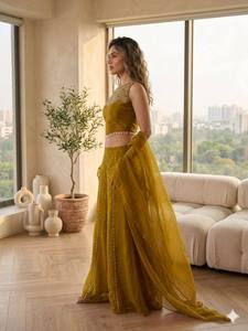 Premium Roman Choli Intricate Embroidery Sequin Work Stretchable Sun Protection Quick Dry <b>Ankle</b>-Length Women's Party Wedding - Product Image 3