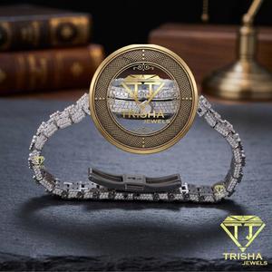 Reloj Clásico Impresionante con Diamantes Moissanite de Corte Completo, Correa de Acero Inoxidable de 22mm, Fecha Árabe, 41mm, Nuevo Modelo - Product Image 5