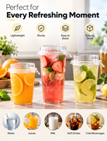 Gelas Minum Plastik PP 500ml dengan Tutup Sipper, Dapat Digunakan Kembali, Food Grade, untuk Minuman Bawa Pulang, Jus, Air, Kopi,  Logo Custom, Cetak IML