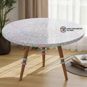 Blue Meena Design Wooden <b>Stool</b> Handcrafted <b>Round</b> Decorative Accent <b>Stool</b> Royal Blue Meena Pattern <b>Stool</b> - Product Image 6