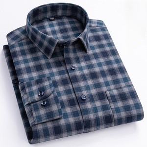 Chemise à carreaux classique pour homme, 100 % coton, coupe classique, boutonnée, respirante, style business décontracté, manches longues. - Product Image 3