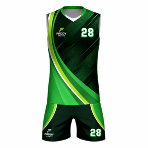 Uniforme de Voleibol Personalizado por Sublimación para Hombre, Sin Mangas, Transpirable, de Secado Rápido, Conjunto de Camiseta y Pantalones Cortos Deportivos para Equipo, Kit de Voleibol - Product Image 1