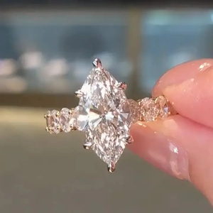 925 Moissanite 4.0 Carat Marquise Cut Engagement Ring in Sterling Silver with D Color & VVS Clarity for Women - Product Image 2