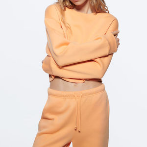 Logo personnalisé Survêtement Crop Tops Hoodies et Jogging Survêtement 2 Pièces Ensemble Femmes Velours Survêtements pour Femmes Prix de gros - Product Image 5