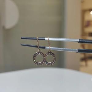 Pendientes de Oro de 14K con Diamantes Cultivados en Laboratorio, Diseño Circular, 0.22ctw, Certificados por IGI, Pequeños Diamantes Colgantes, Joyería Minimalista para Mujer - Product Image 1