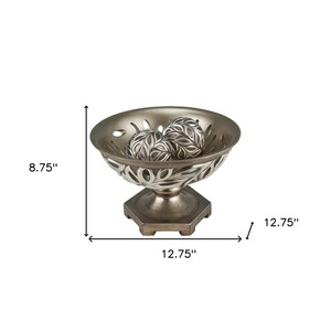 Bol sculpté en feuillage de bronze, sculpture artistique de table, design minimaliste, décoration de salon, centre de table rond en métal fait main - Product Image 4