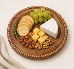 Plato de Presentación Redondo de Madera Artesanal Ecológico con Cuentas, Tamaño Personalizado, Grabado, 100 Unidades, Lujo para Bodas, Hoteles y Decoración de Comedores - Product Image 6